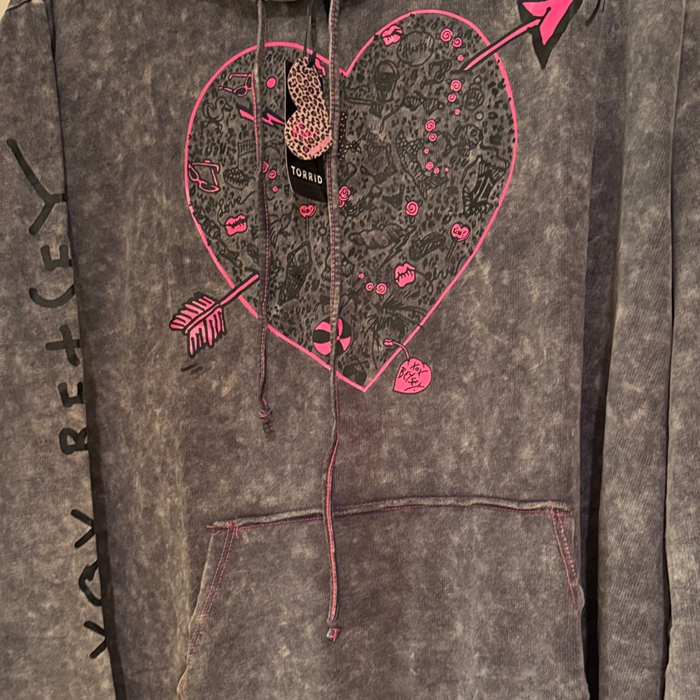 Betsy Johnson Torrid Gray Wash Arrow Heart Hoodie Dress Size 3X - Picture 8 of 11